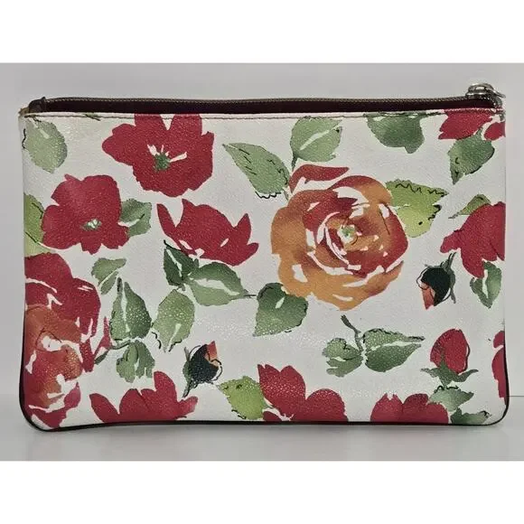 Dooney & Bourke Botanical Floral White Pouch Clutch Cosmetic Bag - Picture 2 of 10